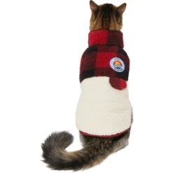 Frisco Mediumweight Red Plaid Insulated Dog & Cat Sherpa Coat -Pet Supply Store 268320 PT2. AC SS1800 V1628773353