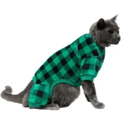 Frisco Dog & Cat Cozy Plush Fleece PJs, Green Plaid -Pet Supply Store 268517 PT3. AC SS1800 V1637718134