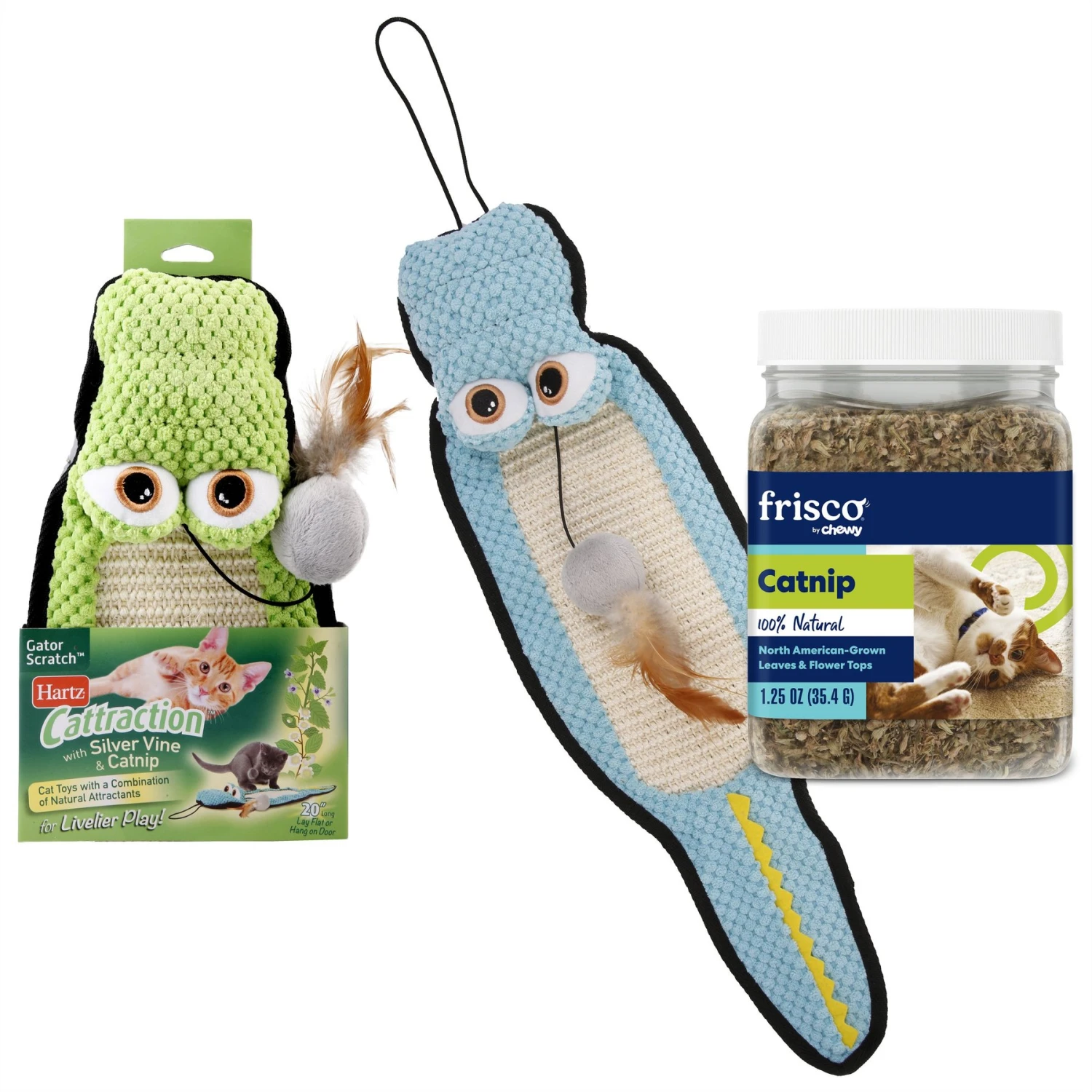 Frisco Natural Catnip & Hartz Cattraction Silver Vine & Catnip Gator Cat Scratcher Toy, Color Varies 1 Frisco Natural Catnip & Hartz Cattraction Silver Vine & Catnip Gator Cat Scratcher Toy, Color Varies