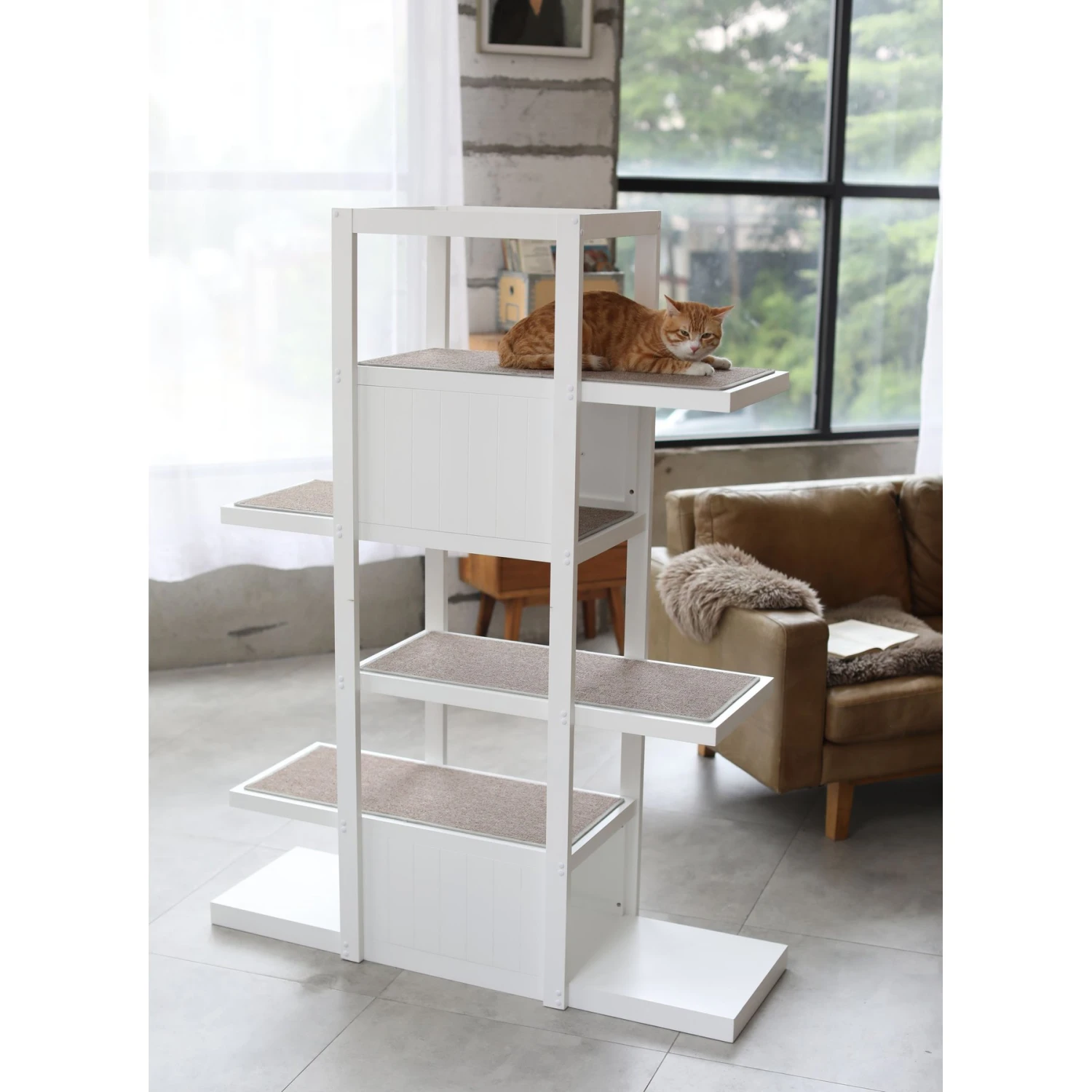 ZooVilla Bookshelf Cat Tree, White 2 ZooVilla Bookshelf Cat Tree, White - Image 2