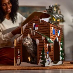 Frisco Holiday Log Cabin Cardboard Cat House & Frisco Holiday Santa's Workshop Cardboard Cat House -Pet Supply Store 986198 PT4. AC SS1800 V1698258175