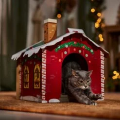 Frisco Holiday Log Cabin Cardboard Cat House & Frisco Holiday Santa's Workshop Cardboard Cat House -Pet Supply Store 986198 PT8. AC SS1800 V1698258405